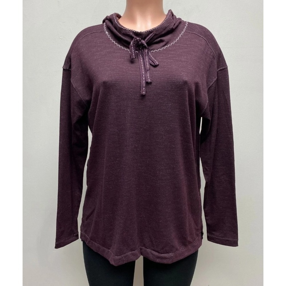 Max Studio women sweatshirt hoodie A909R59 WINNASFT burgundy pockets S $98